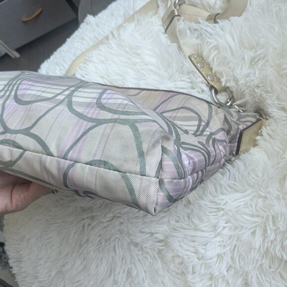 Coach, Tartan Plaid Cream Lavender Grey Signature Fabric Crossbody Bag - Picture 9 of 16